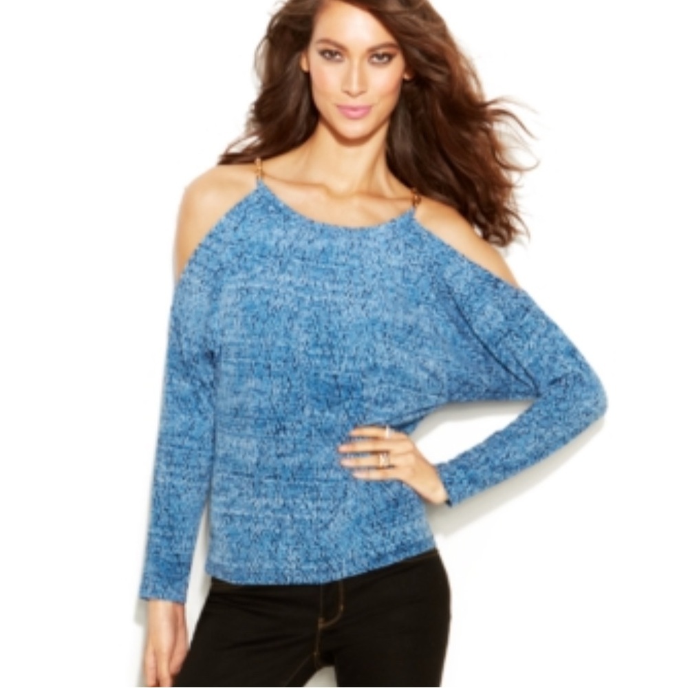 Michael Kors Vibrant Blue Off-the-Shoulder Sweater with Relaxed Fit XL plus size